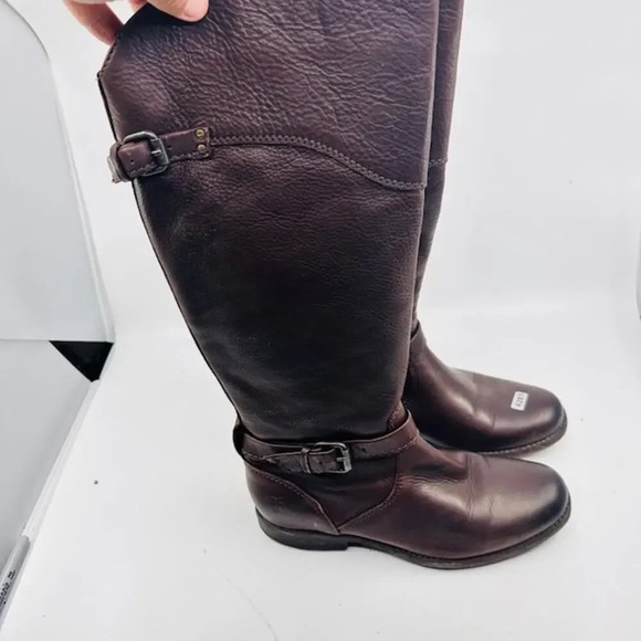 Vintage Frye Phillip Real Leather Buckle Riding Boots 3476844 Brown Womens 7B - Picture 3 of 8